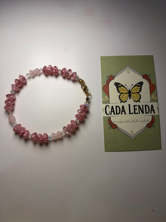 Glow Bracelet – Crackle Glass & Rose Quartz