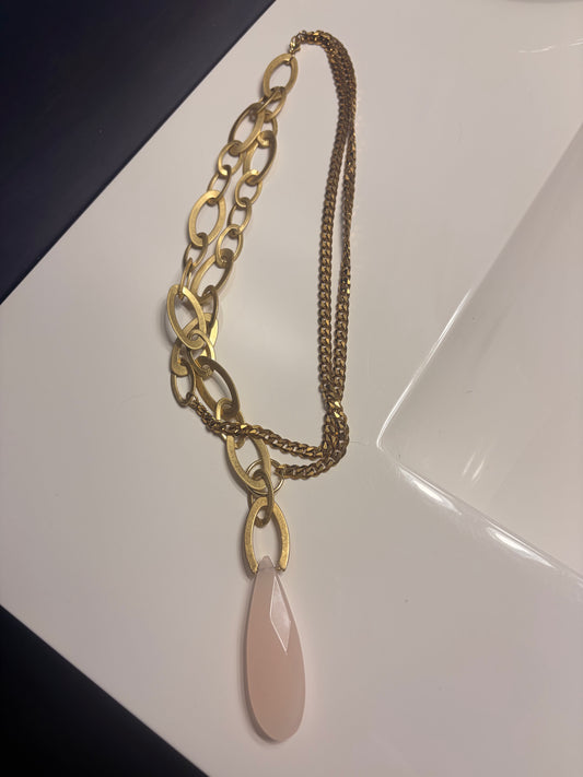 Blush Teardrop Mixed Chain Necklace