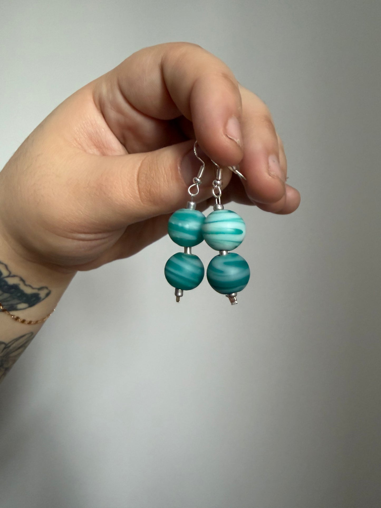 Ocean Swirl Vintage Bead Earrings
