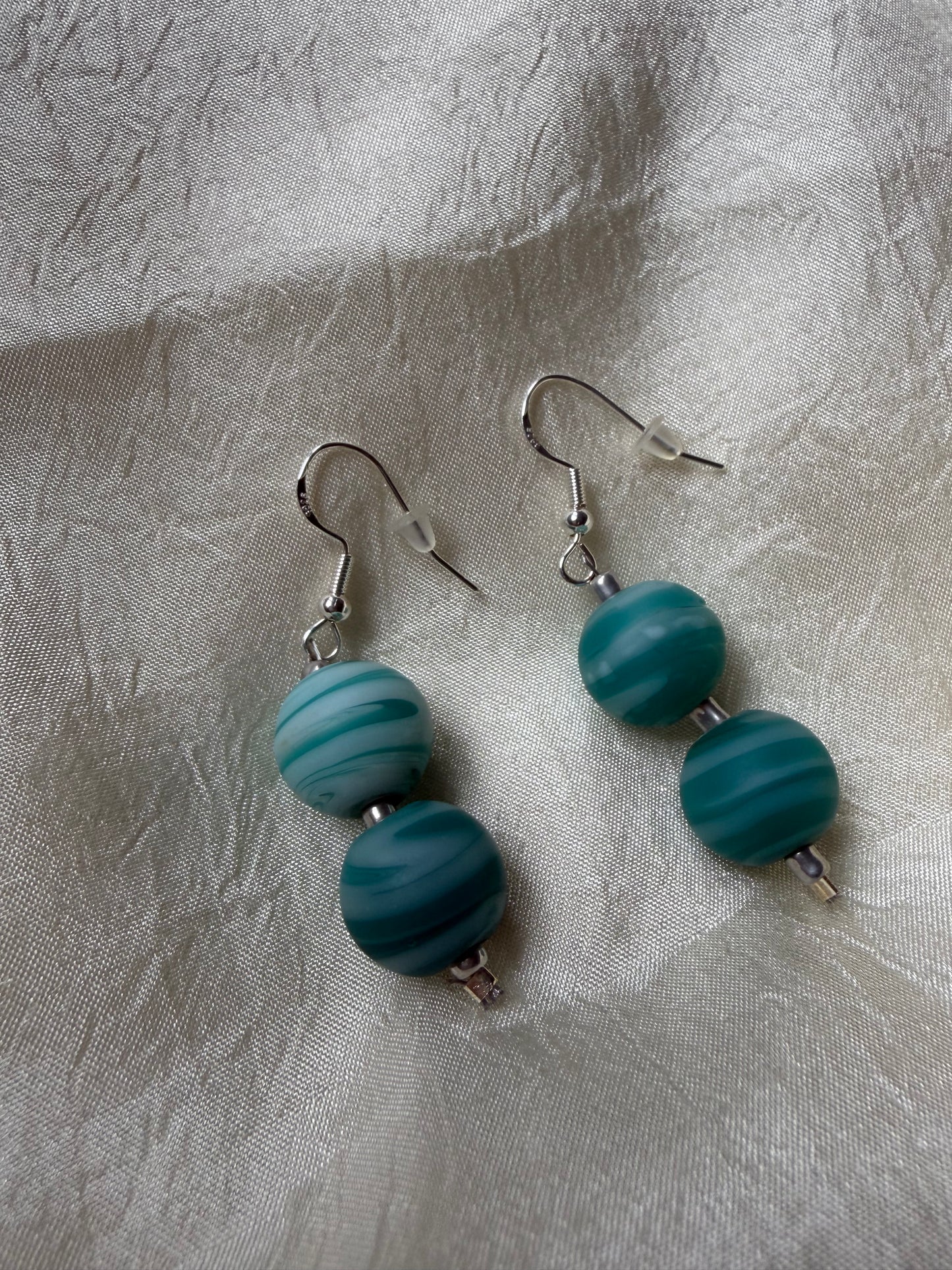 Ocean Swirl Vintage Bead Earrings