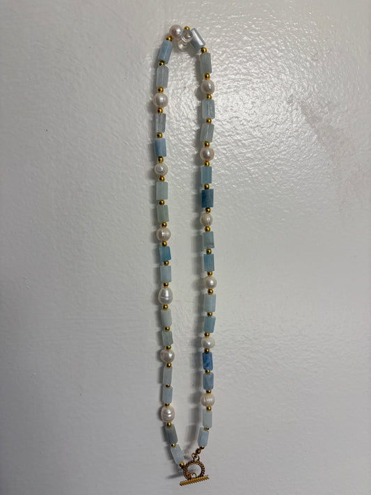 Aquamarine & Freshwater Pearl Necklace