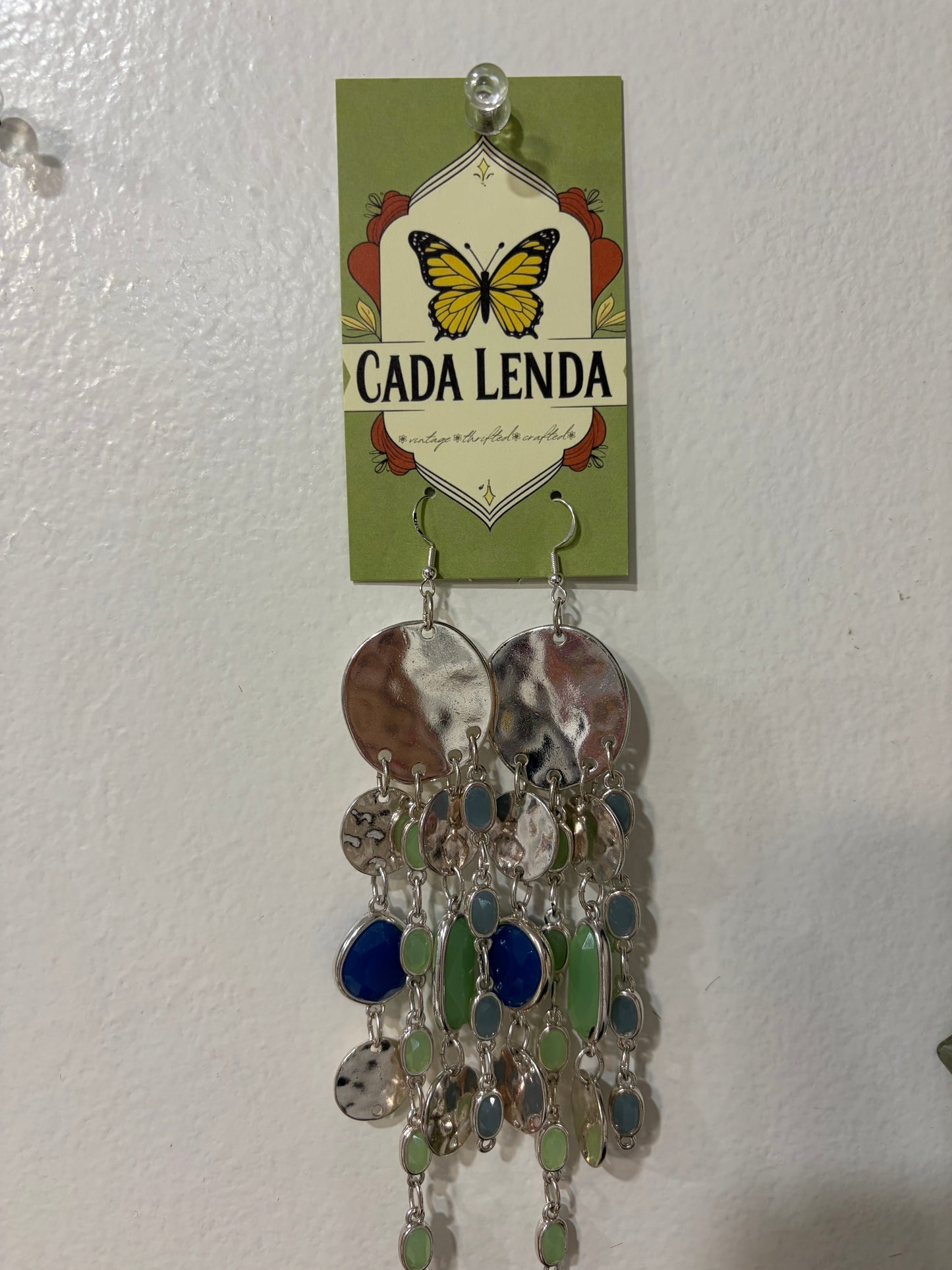 Blue & Green Chandelier Earrings – Reworked Vintage