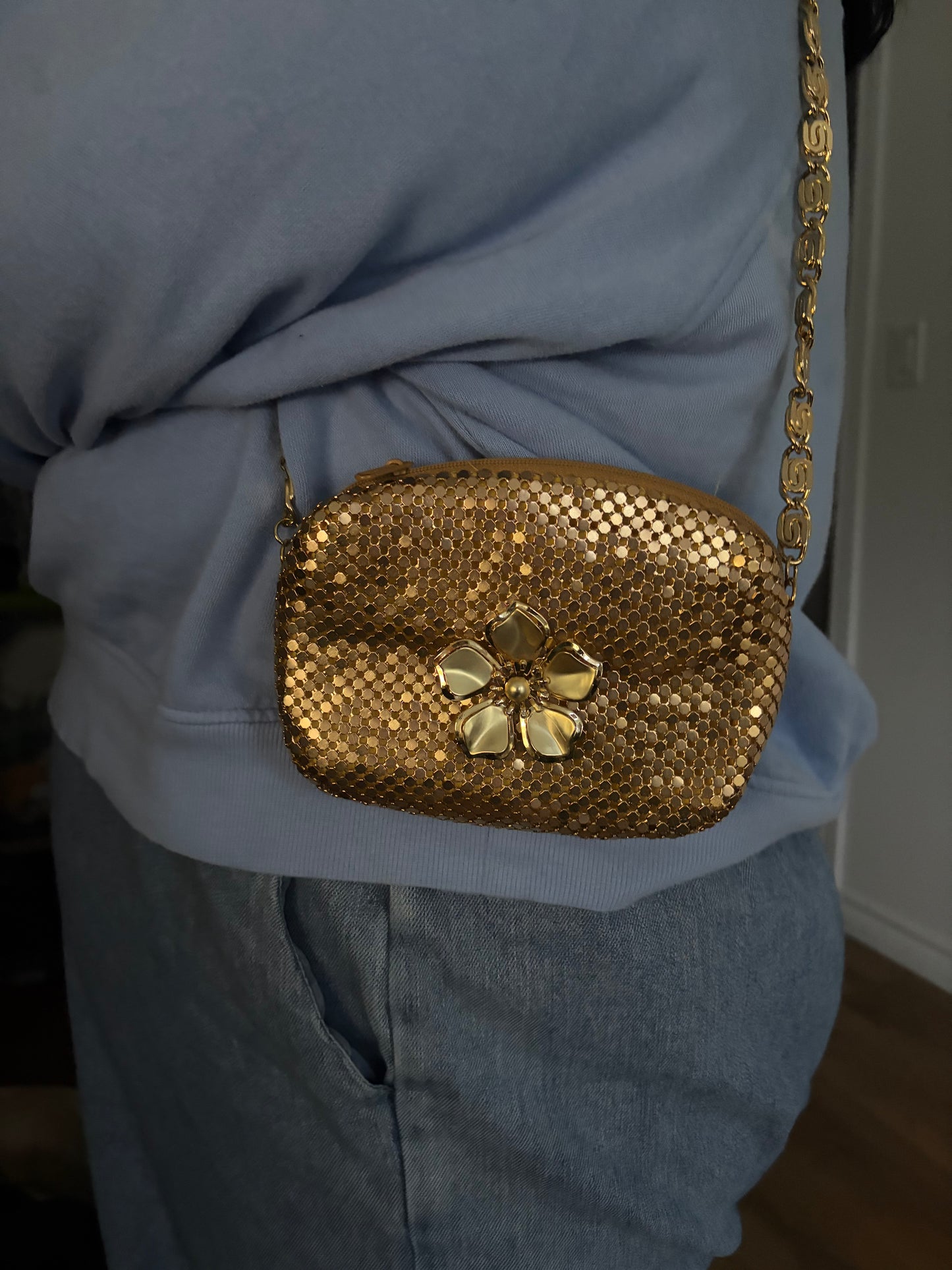 Golden Mesh Flower Bag
