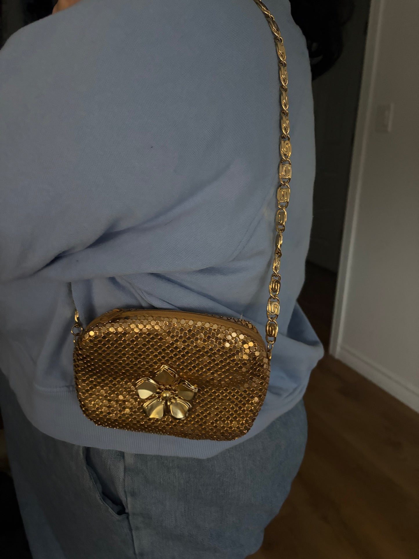Golden Mesh Flower Bag