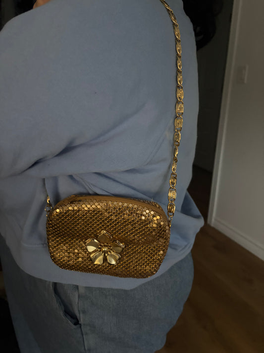Golden Mesh Flower Bag
