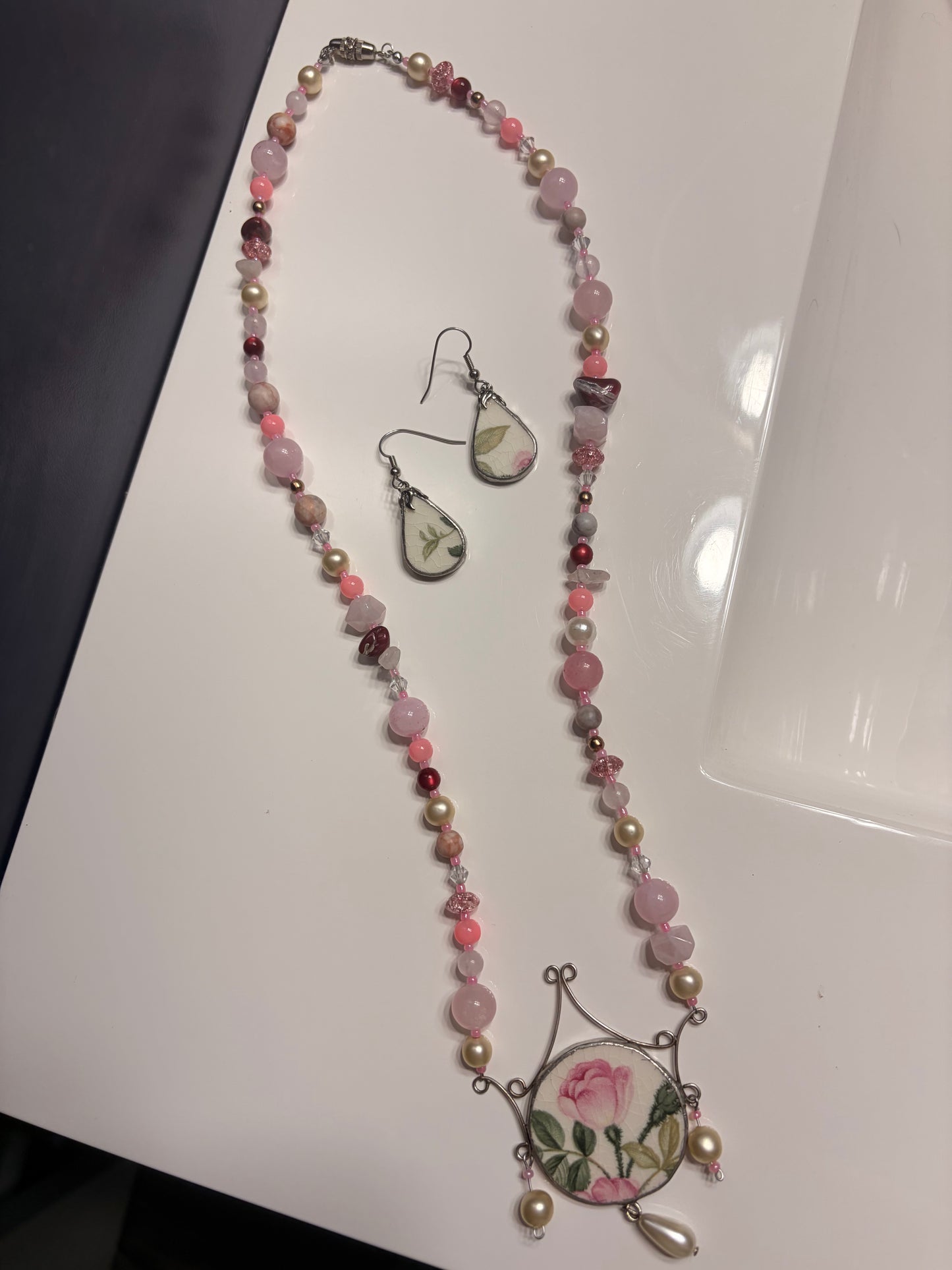 🌸 Blooming Rose Necklace & Earring Set 🌸