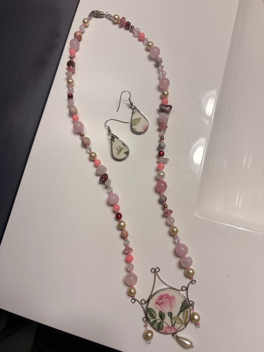 🌸 Blooming Rose Necklace & Earring Set 🌸
