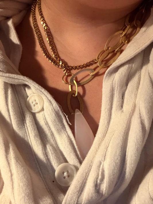 Blush Teardrop Mixed Chain Necklace