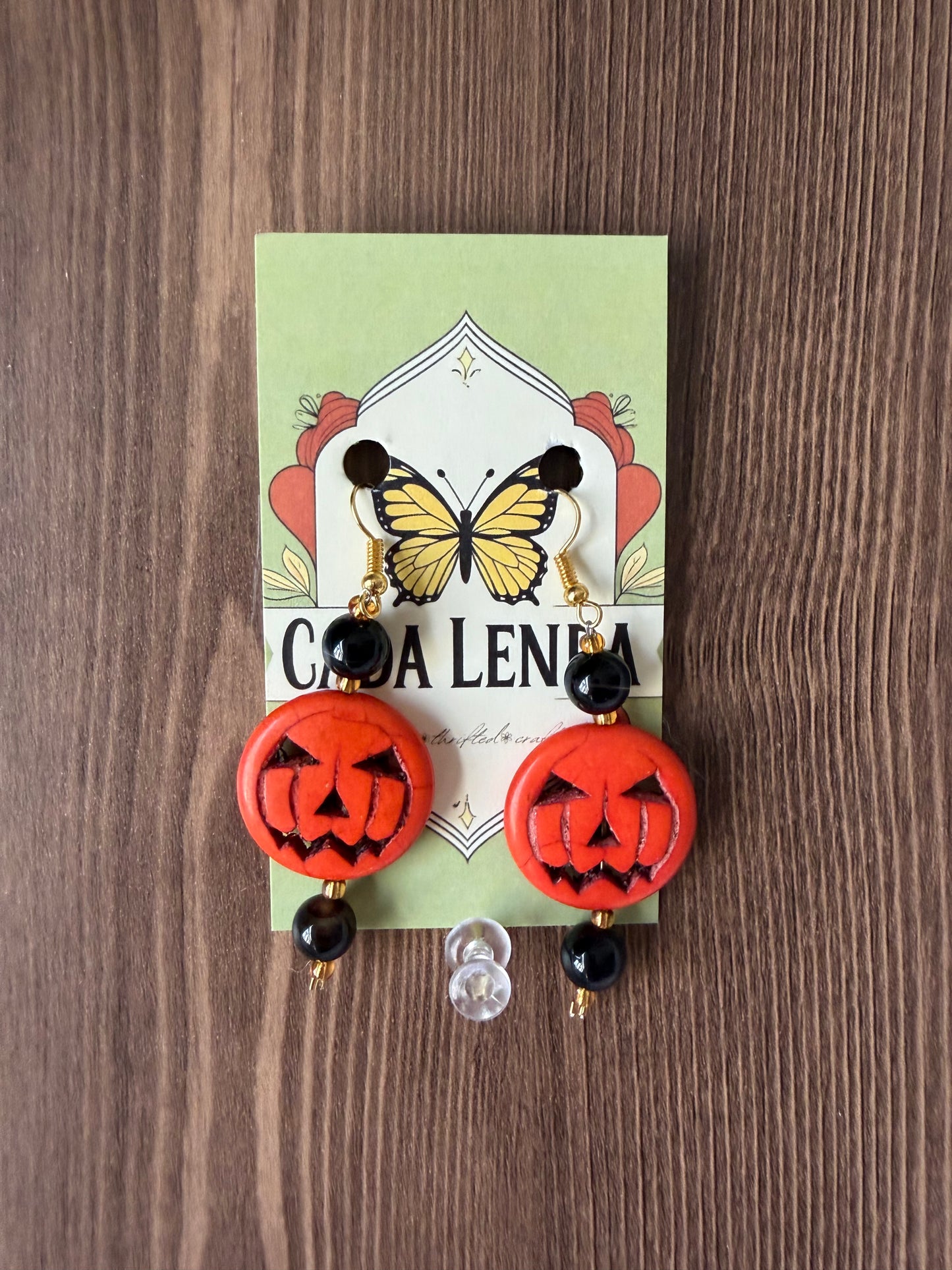 Jack-O’-Lantern Beaded Earrings